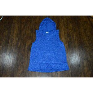 Dangling Now Blue Sleeveless Hoodie TShirt Womens Size Large Knit Activewear